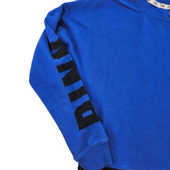 Victorias Secret Pink Sweater Womens Small Blue Black Striped Jersey Oversized - Picture 5 of 14